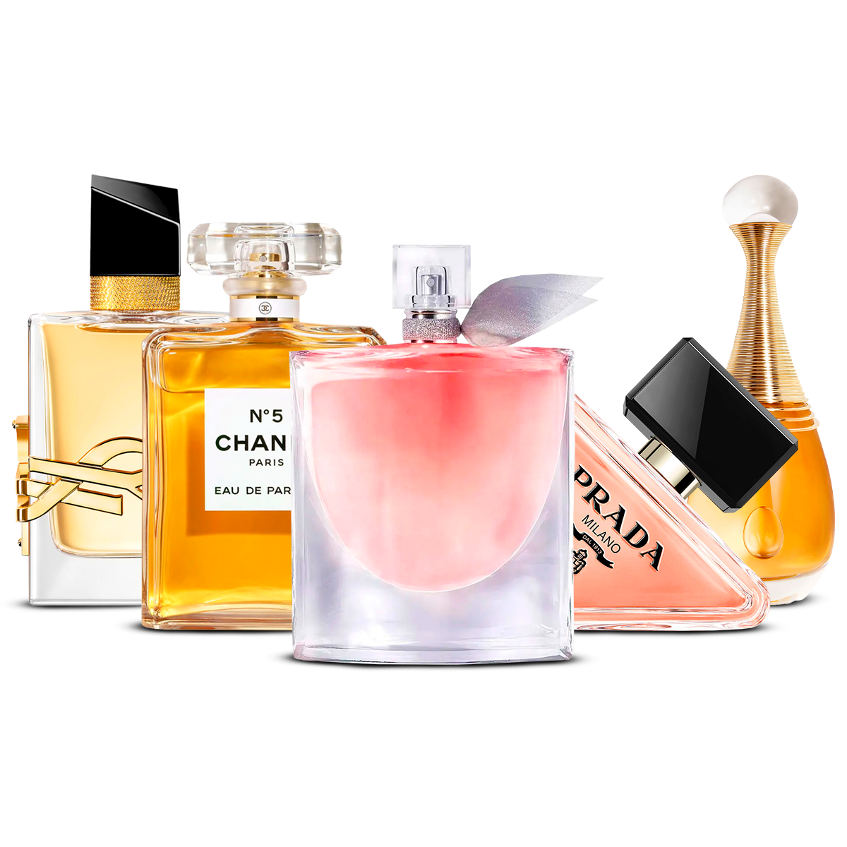 Zestaw 5 Perfum – Yves Saint Laurent Libre, Chanel Nº5, La Vie Est Belle, Prada Paradoxe i J'adore [100 ml każdy]
